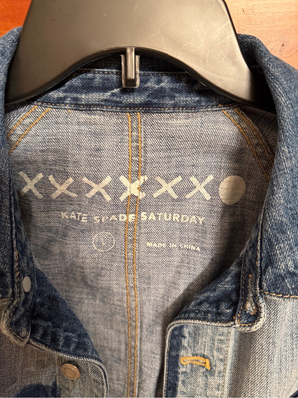 kate spade Saturday Light Blue Patchwork Denim Jacket - Picture 4 of 9